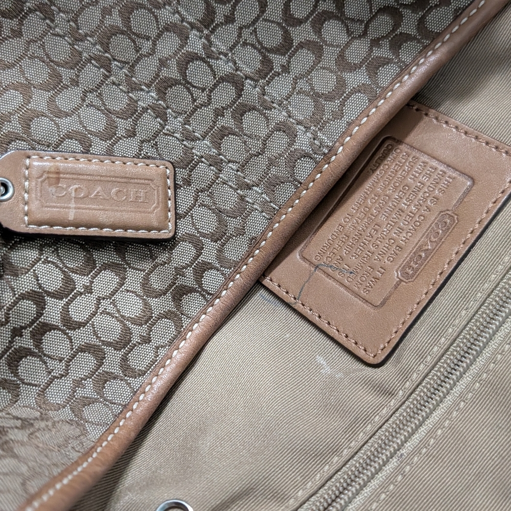 COACH Authentic Signature Flap Satchel Brown Monogram And Leather Like New - Picture 15 of 16